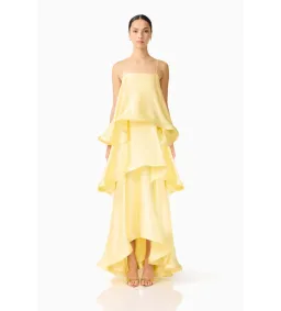 Elliatt Tilly Tiered Maxi Dress in Butter Yellow Size S/AU8 for rent on The Volte - image 1