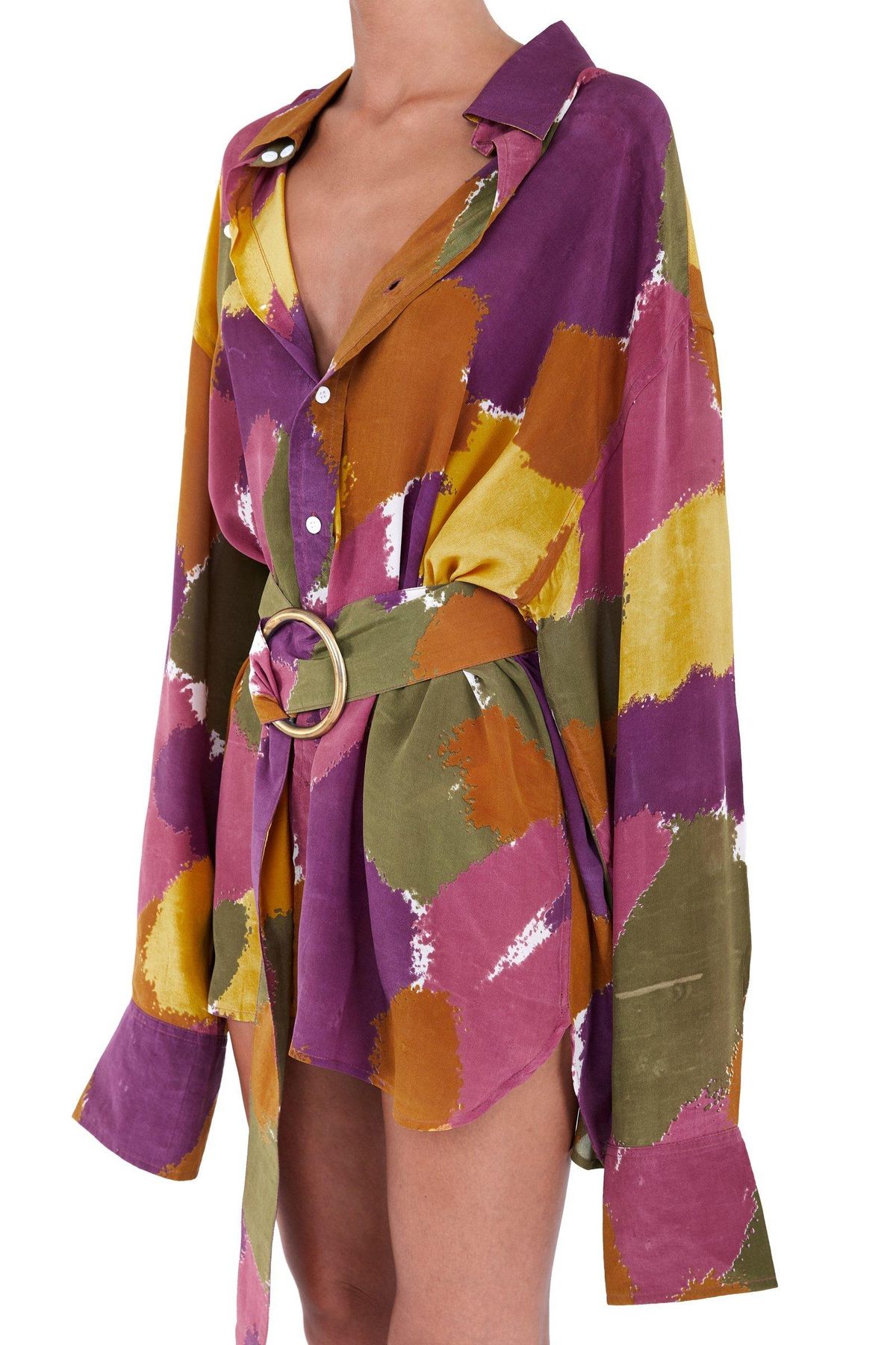 Bamba Titan Shirt Dress Dry Brush Print Size S/M - Image 2