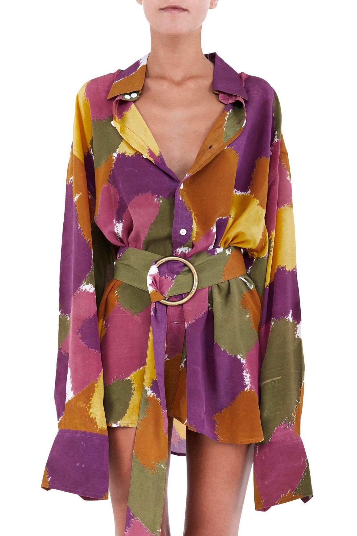 Bamba Titan Shirt Dress Dry Brush Print Size S/M - Image 1