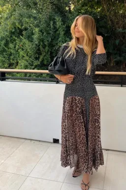 Rixo Meg Leopard Midi Dress Online for rent on The Volte - image 1