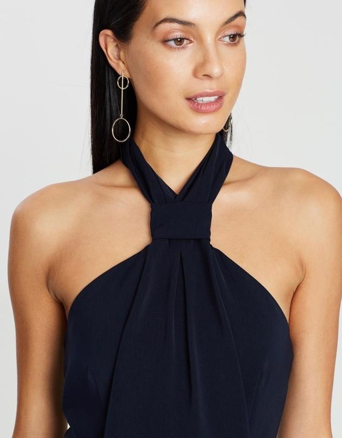 Shona Joy Core Knot Draped Dress Navy Size 10 - Image 3