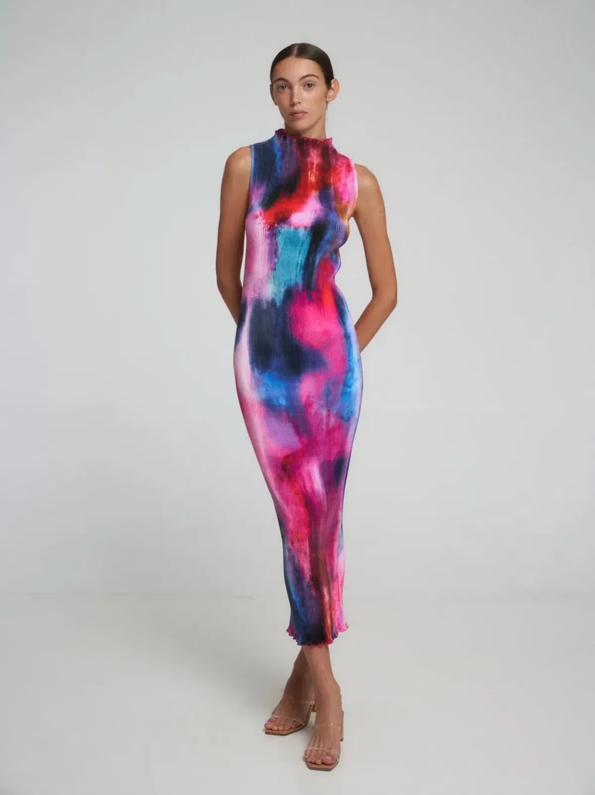L’ldee Moss Gown Multi Colour Pleat Size 8 - Image 1