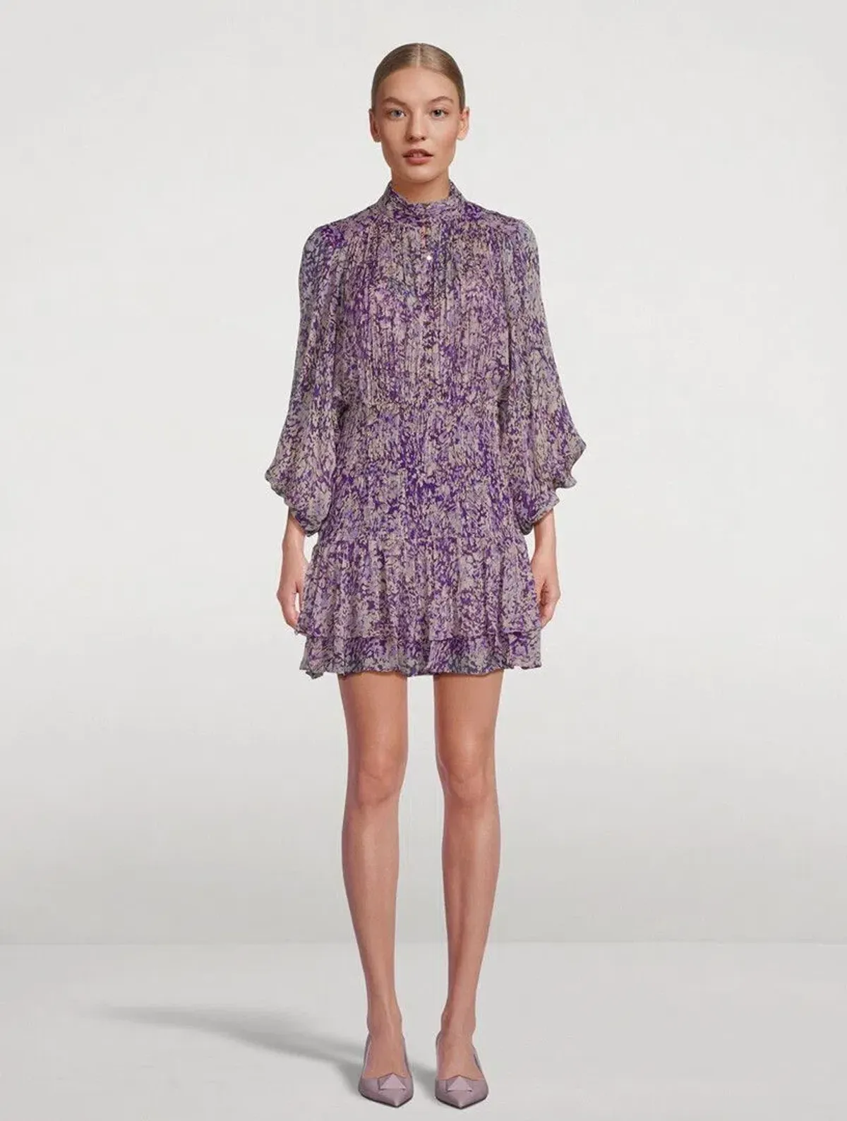 Shona Joy Aurier Button Up Ruched Mini Purple Size 12  - Image 1
