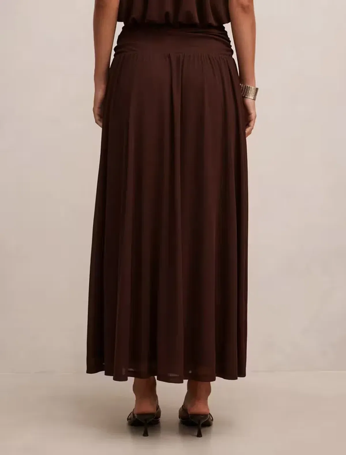 Forever New Layne Bubble Waist Halter Top and Layne Gathered Basque Maxi Skirt Brown Size 8 - Image 4
