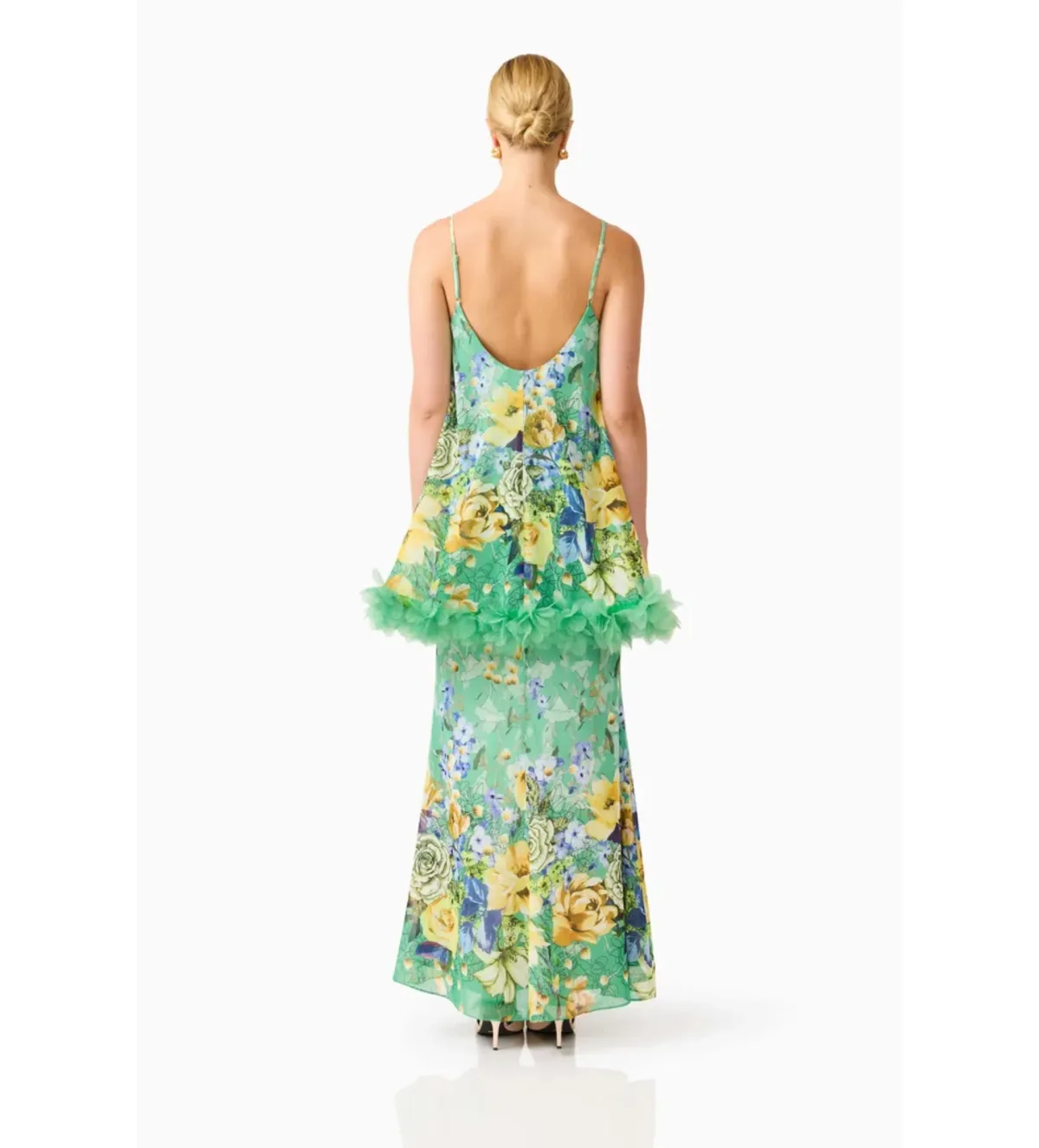 Elliatt Jamie Tiered Maxi Dress in Green Floral Size XS/AU6 - Image 3