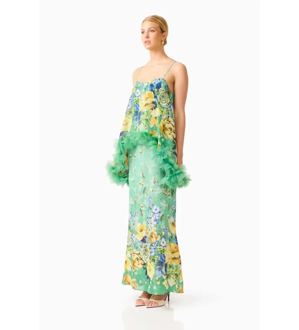 Elliatt Jamie Tiered Maxi Dress in Green Floral Size XS/AU6 - Image 2