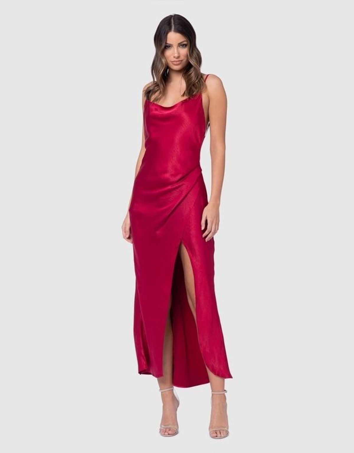PILGRIM AURORA SATIN DRESS (CERISE) - SIZE 6 - Image 4