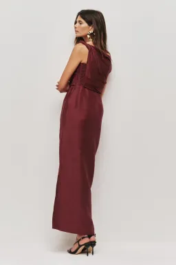 ❤️ AJE Bridgette Midi Dress – Plum Red / Burgundy – Size 10 Satin Formal Gown ❤️ for rent on The Volte - image 4