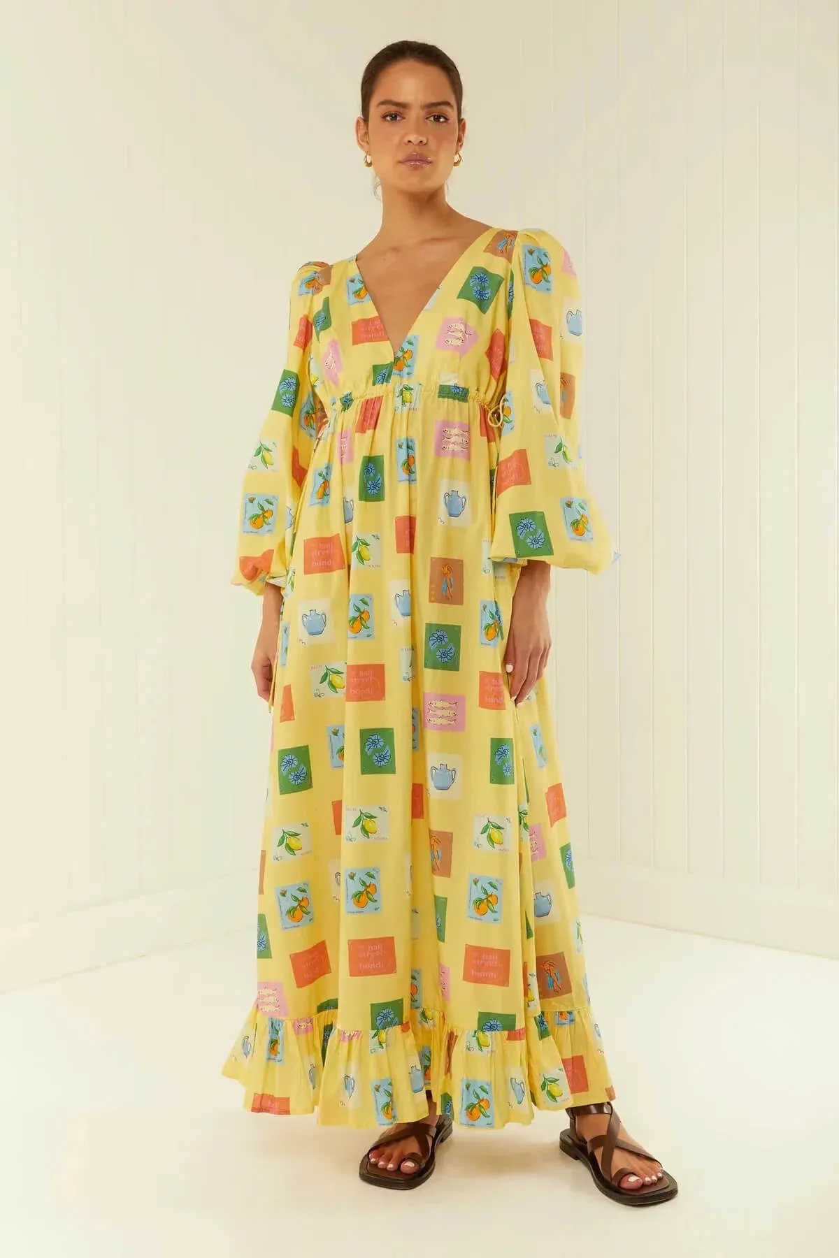 Palm Noosa Coolidge Yellow Emblem Maxi Size 8 - Image 1