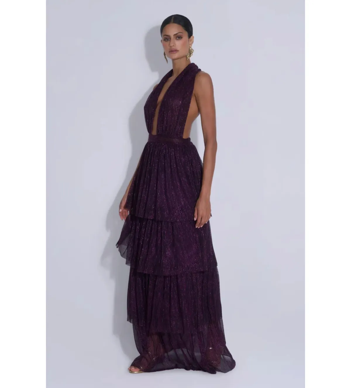 L'Idee Nammos Maxi Gown in Plum Moonlight Size 8 - Image 5