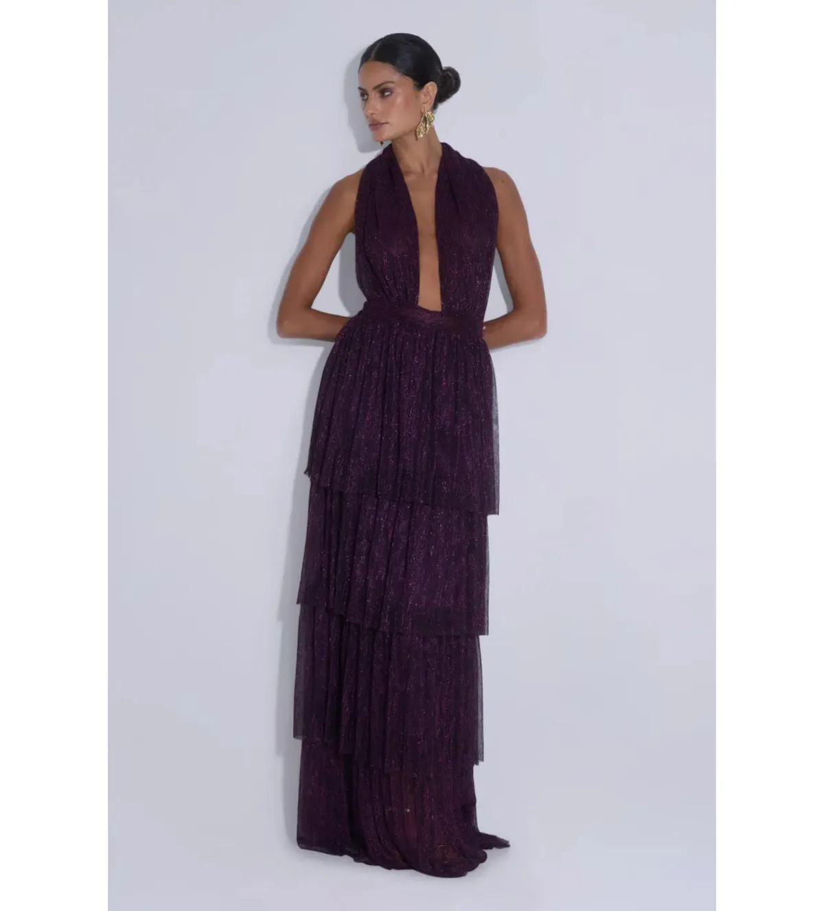 L'Idee Nammos Maxi Gown in Plum Moonlight Size 8 - Image 3