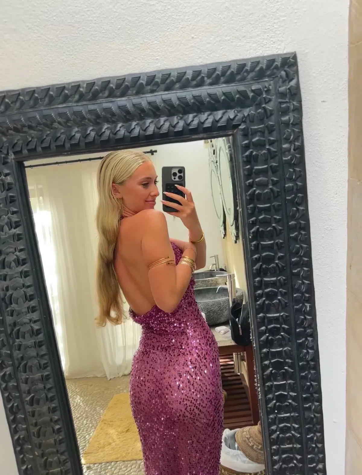 rat and boa purple sparkly maxi dress - Image 2