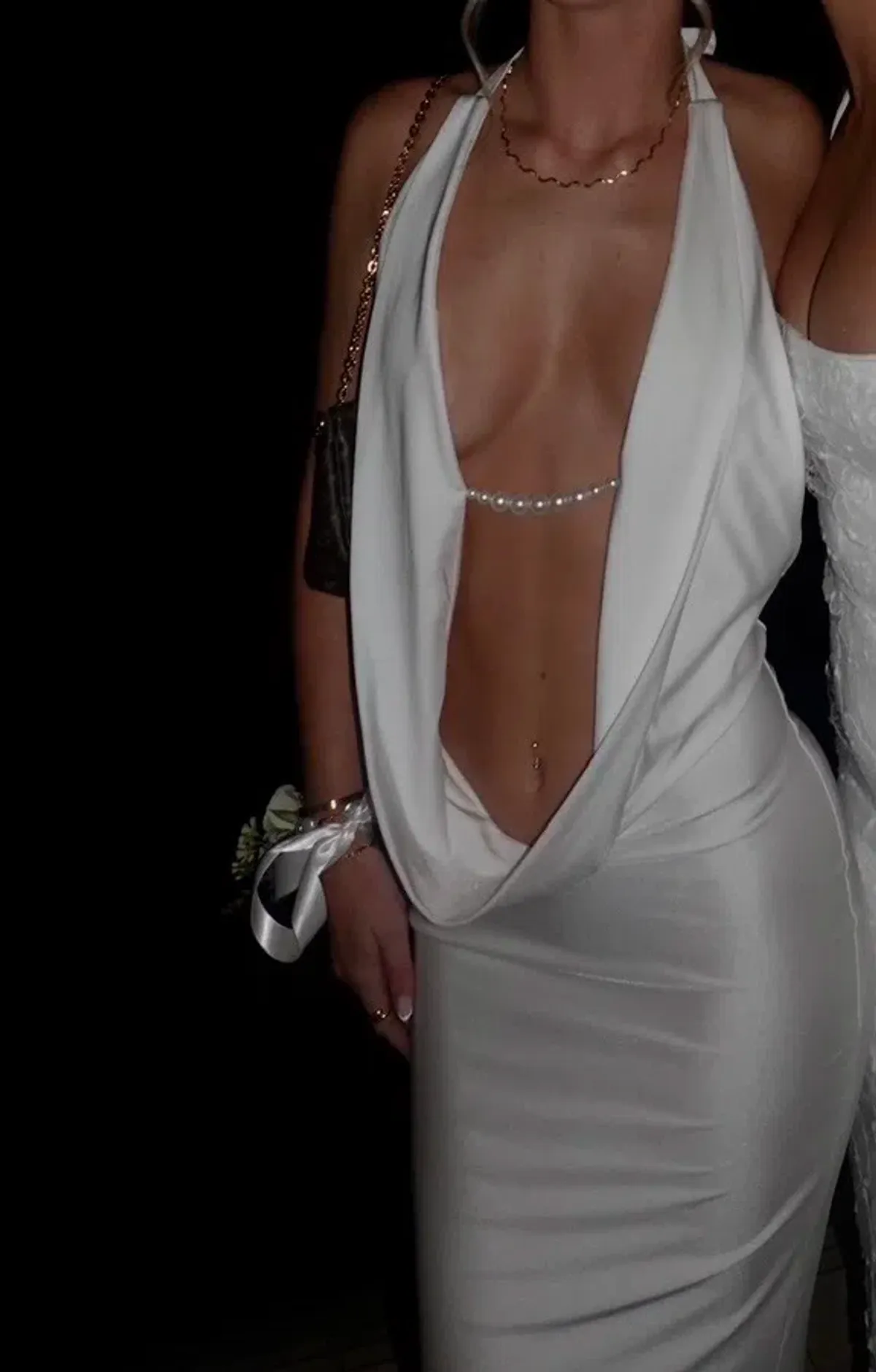 Khanums low cowl neck open back pearl detailing maxi dress - Image 4