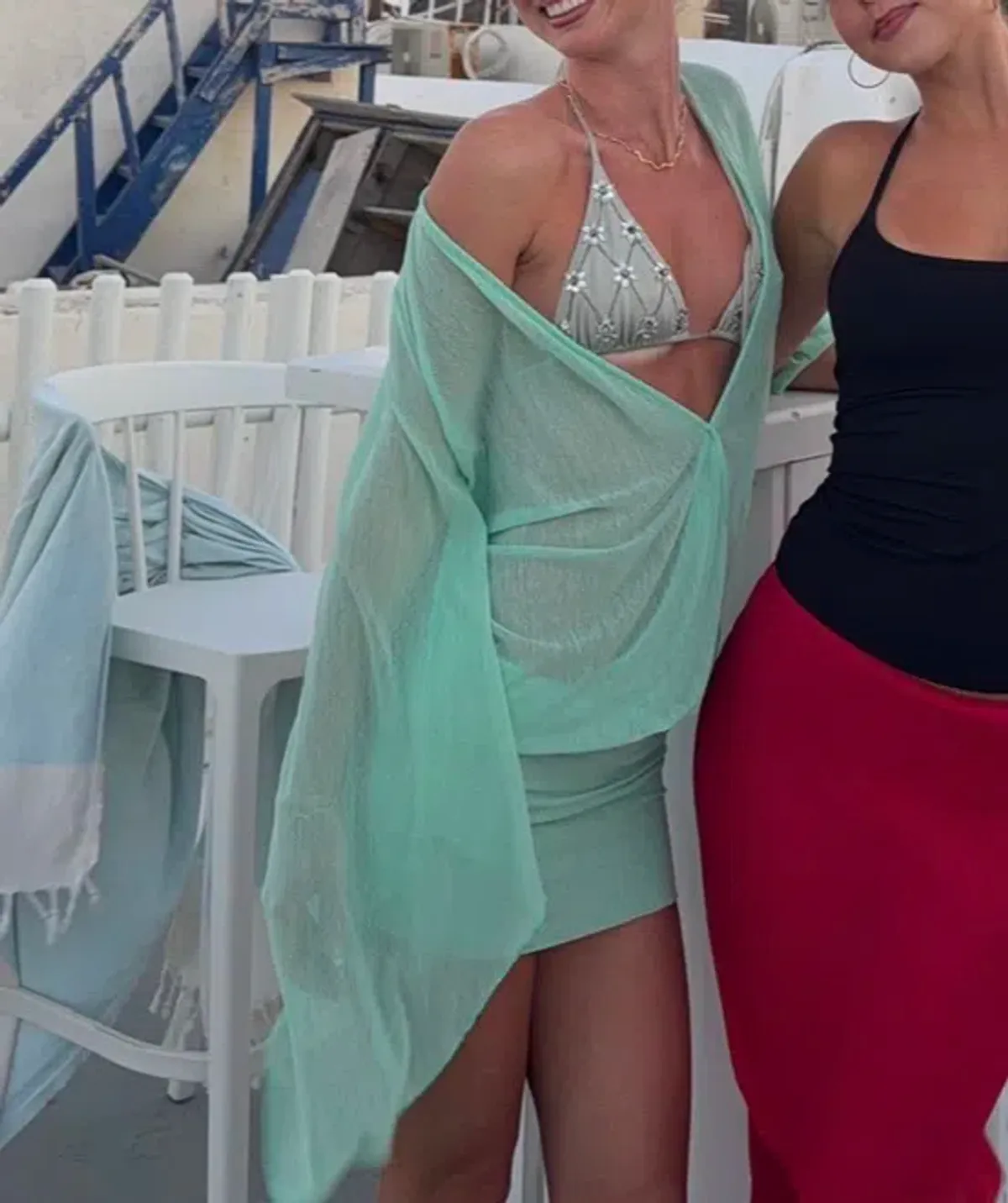 Aqua sheer mini dress (similar to jaded London) - Image 4