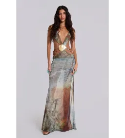 Jaded London Vida Backless Maxi Dress With Shell Trim in Marine Size 8 for rent on The Volte - image 1