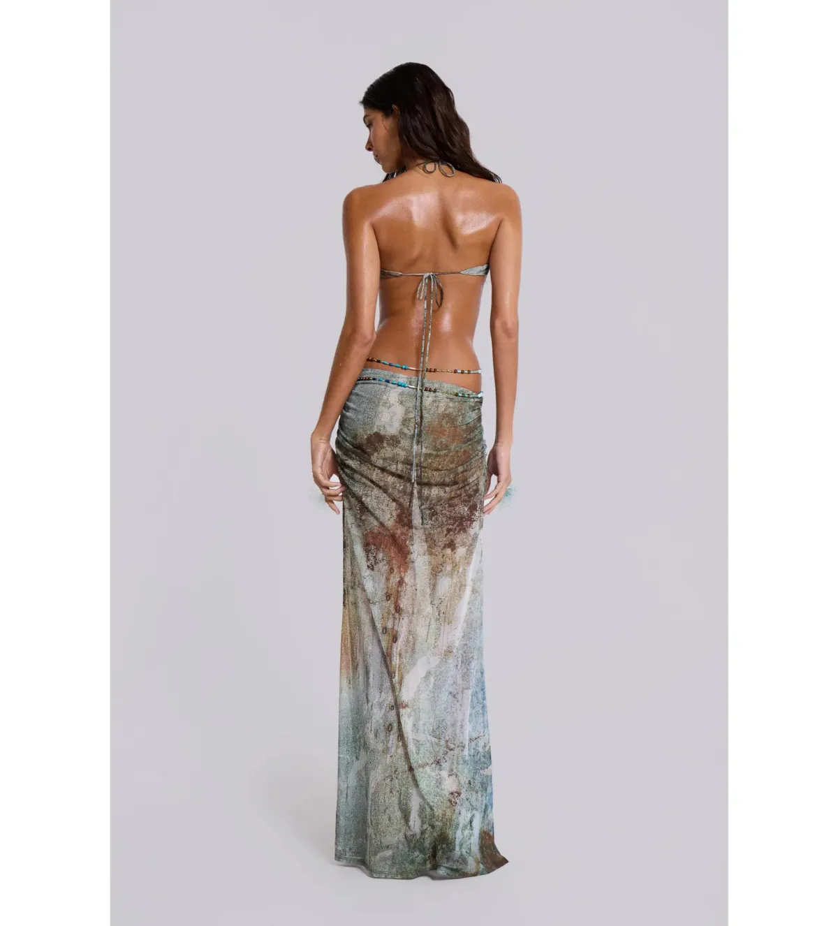 Jaded London Vida Backless Maxi Dress With Shell Trim in Marine Size 8 - Image 2