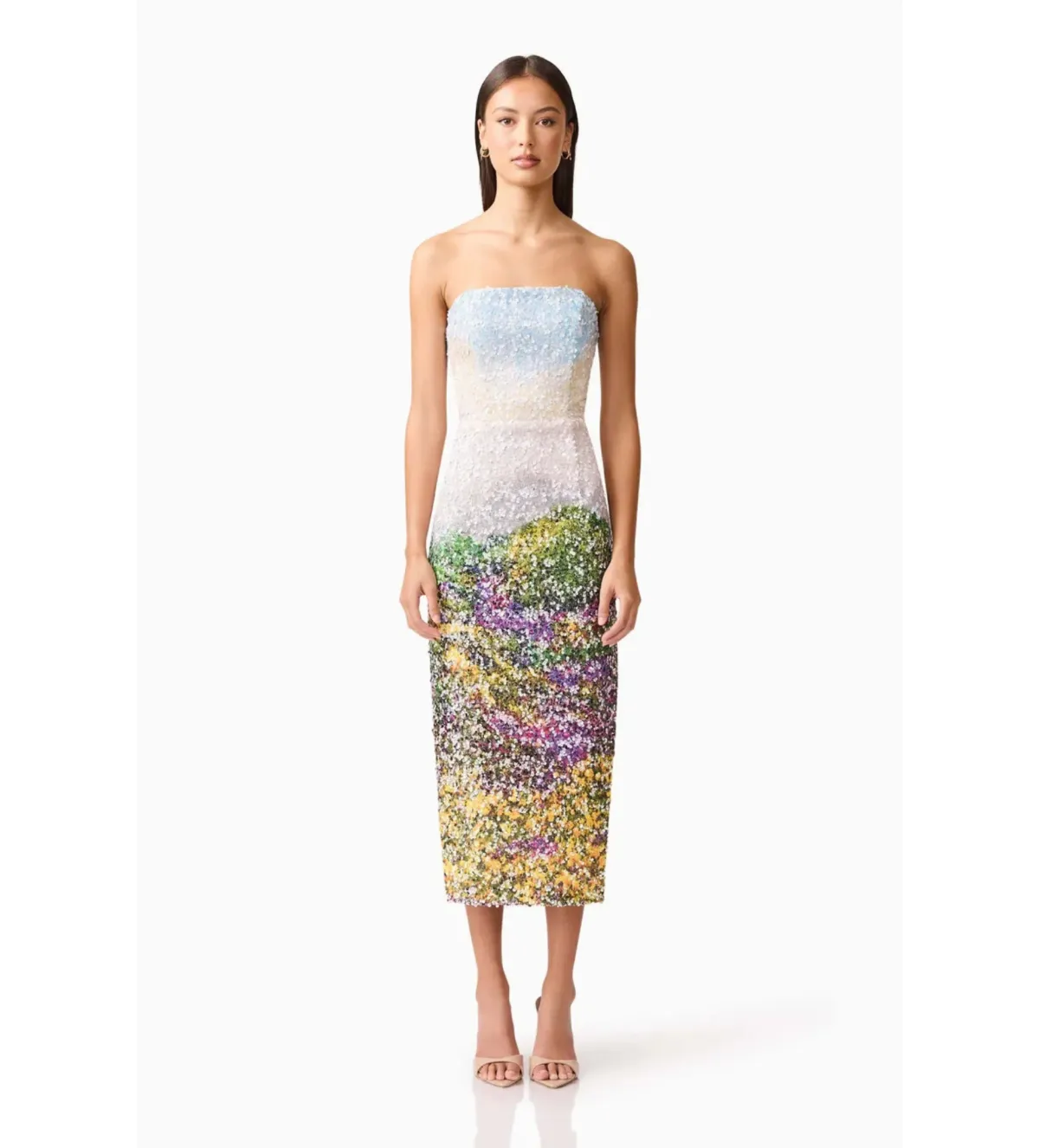 Elliatt Arden Strapless Midi Dress in Multi Ombre Size 12 - Image 1