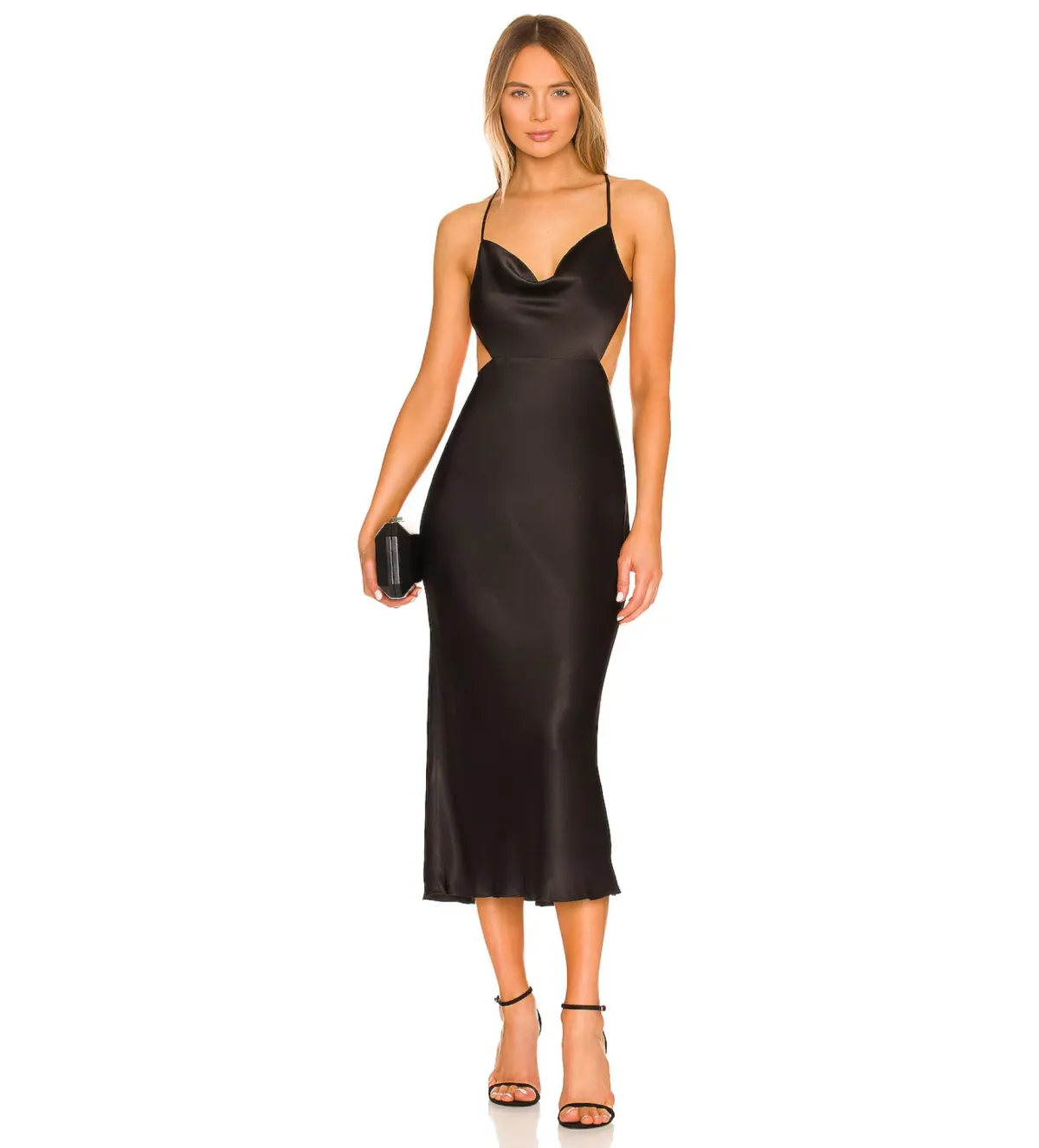 Shona Joy Thalia Bias Cut Out Midi Dress Black Size 12 - Image 1