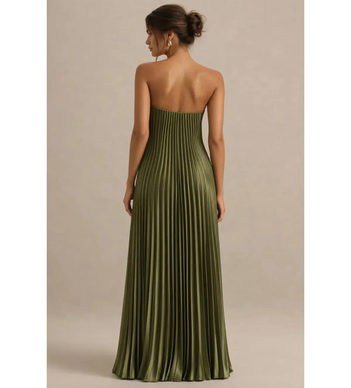 Club L London Bergamot Satin Sweetheart Maxi Dress Olive Size 8 - Image 2