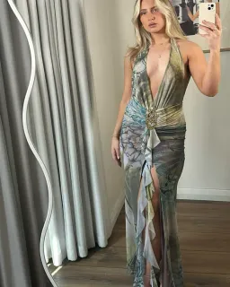 Jaded London Cindy Plunge Maxi Dress In Green for rent on The Volte - image 1