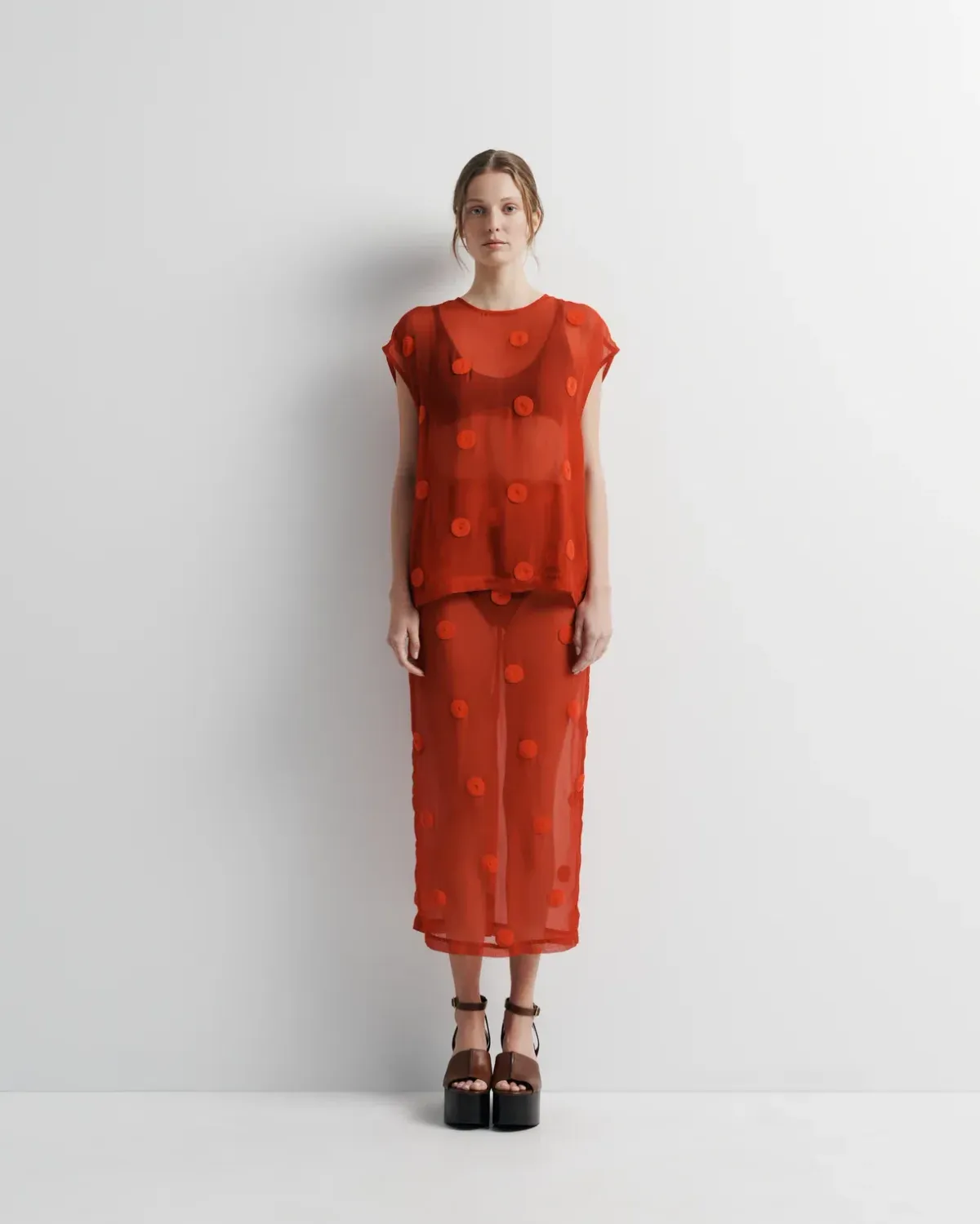 Romy Sadie sheer red beaded xs (top) - Image 1