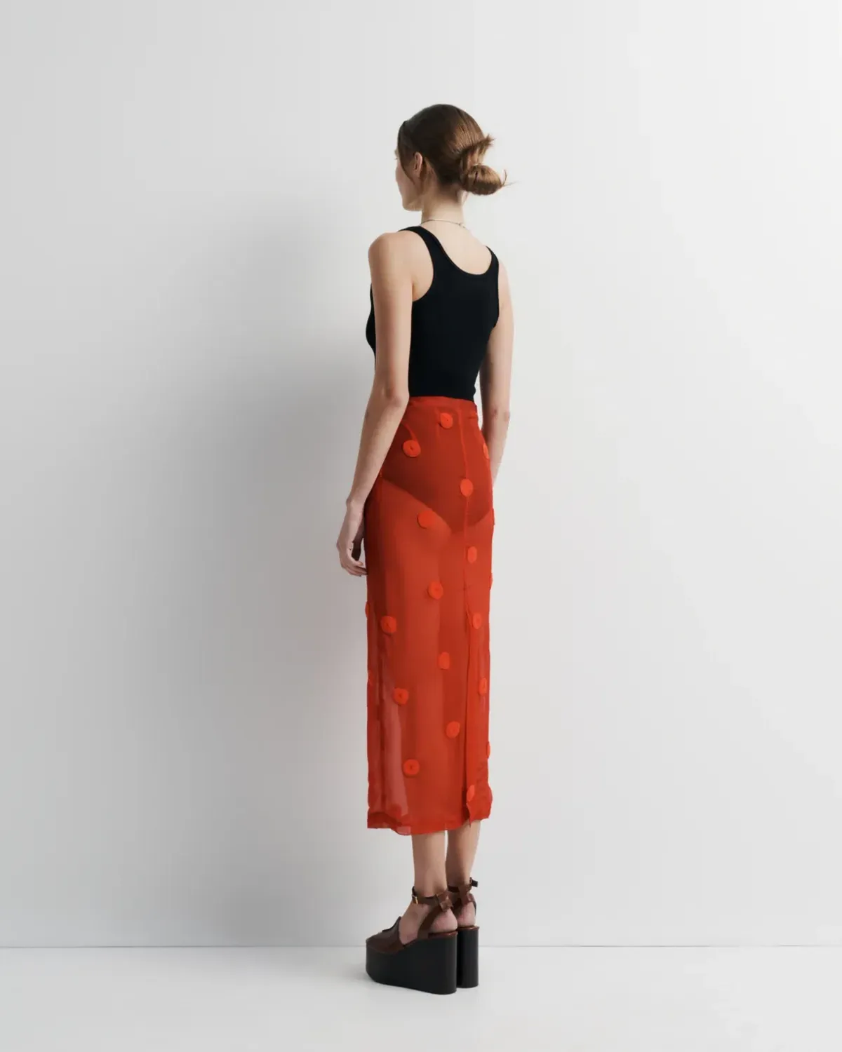 Romy Sadie sheer red beaded skirt size S - Image 2