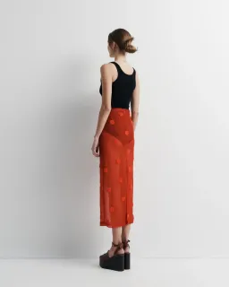 Romy Sadie sheer red beaded skirt size S for rent on The Volte - image 2