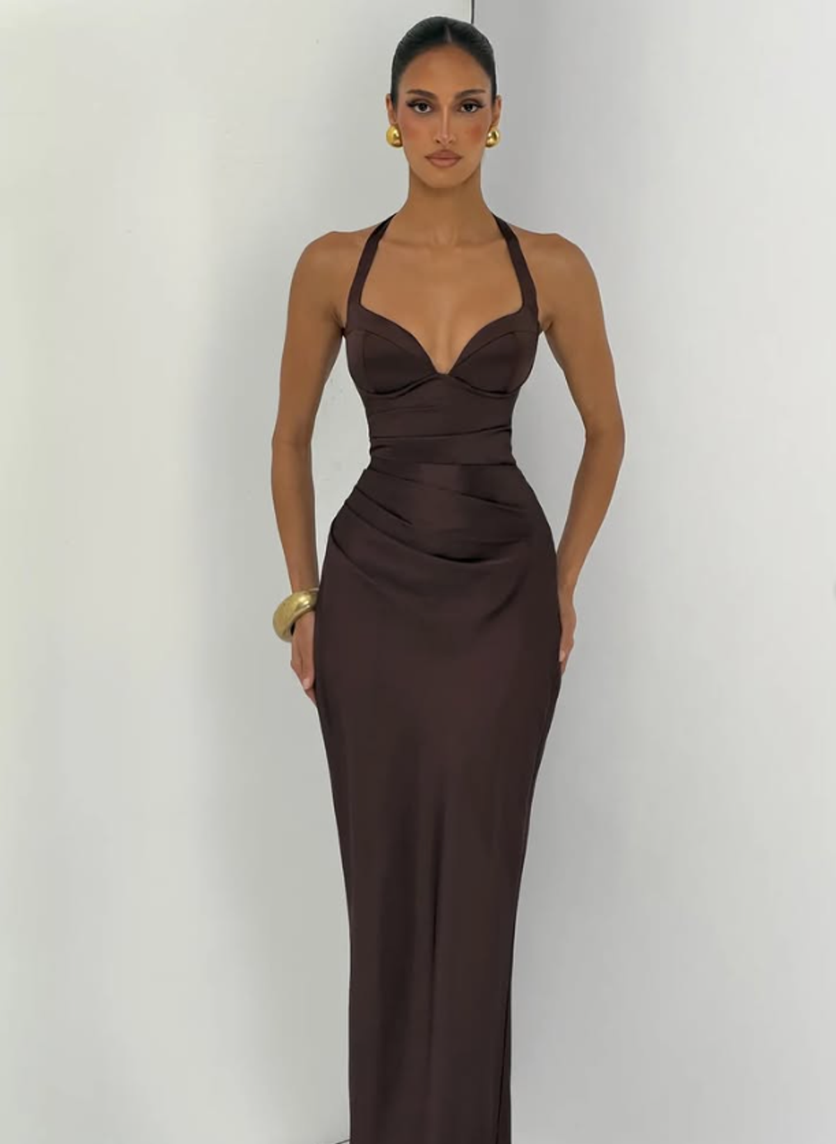 BABYBOO OPHELIA MAXI DRESS PLUM BROWN Size XS - Image 1