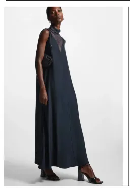 COS Organza Roll Neck Navy Dress EUR 44 for rent on The Volte - image 2