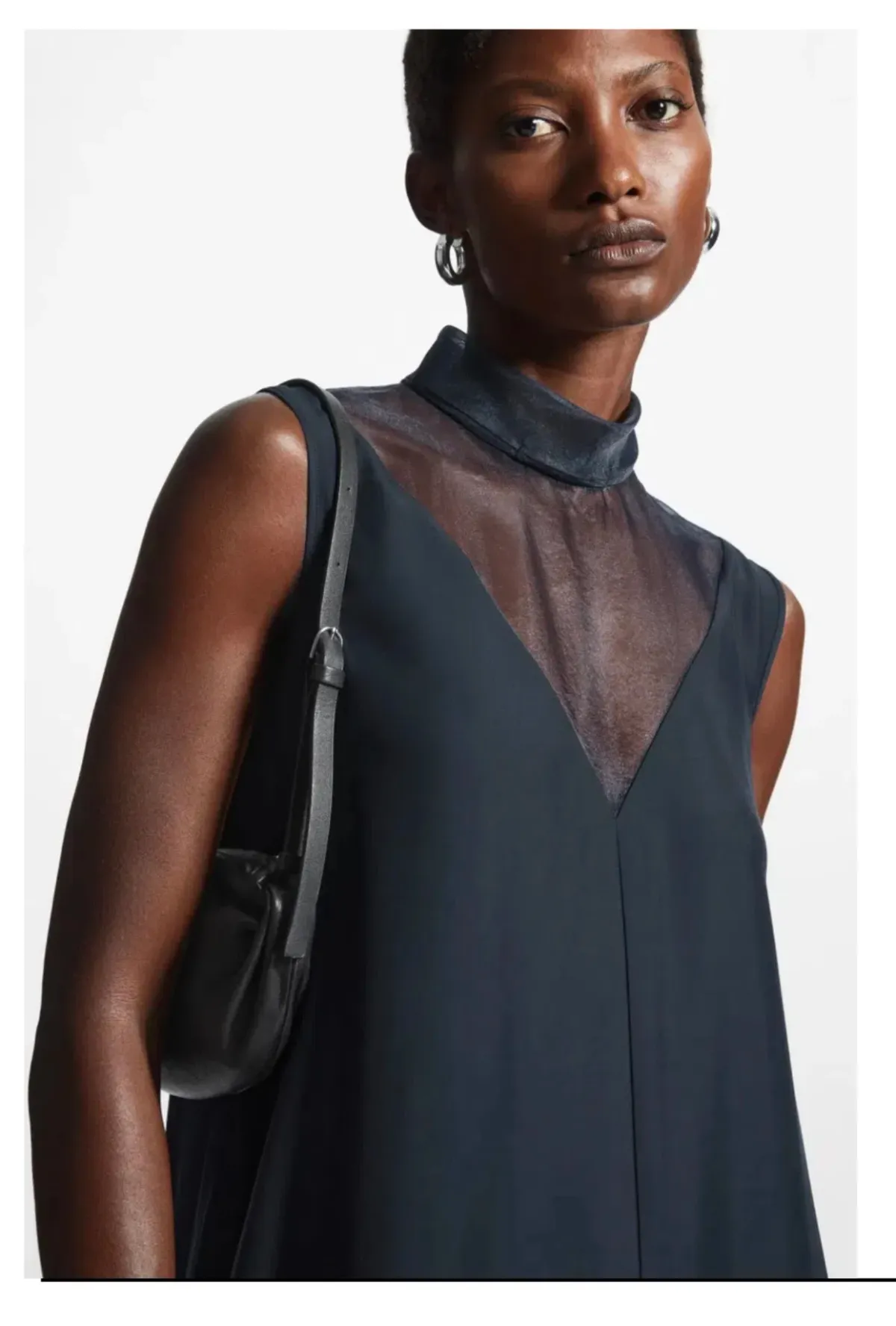 COS Organza Roll Neck Navy Dress EUR 44 - Image 1