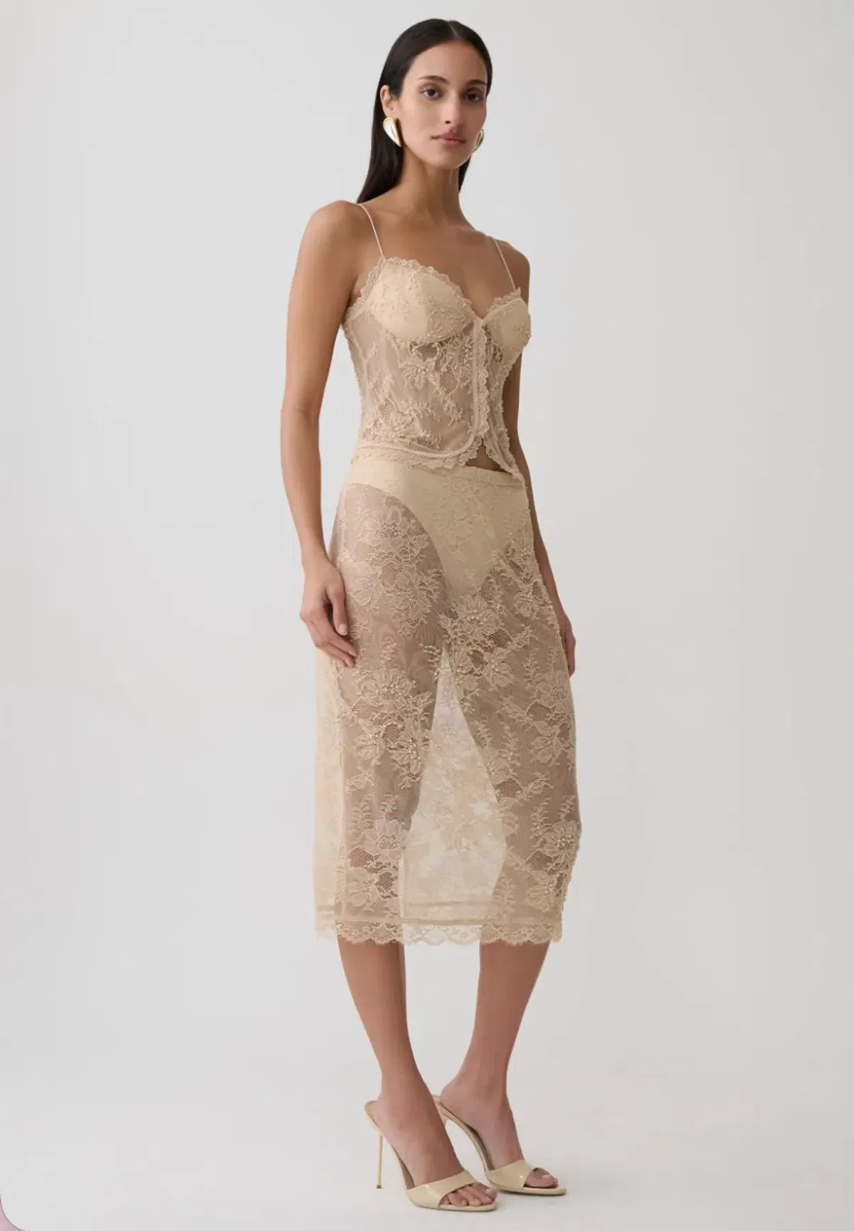 Marcelle Lace Midi Set - Blush Rose Gold XXS - Image 2