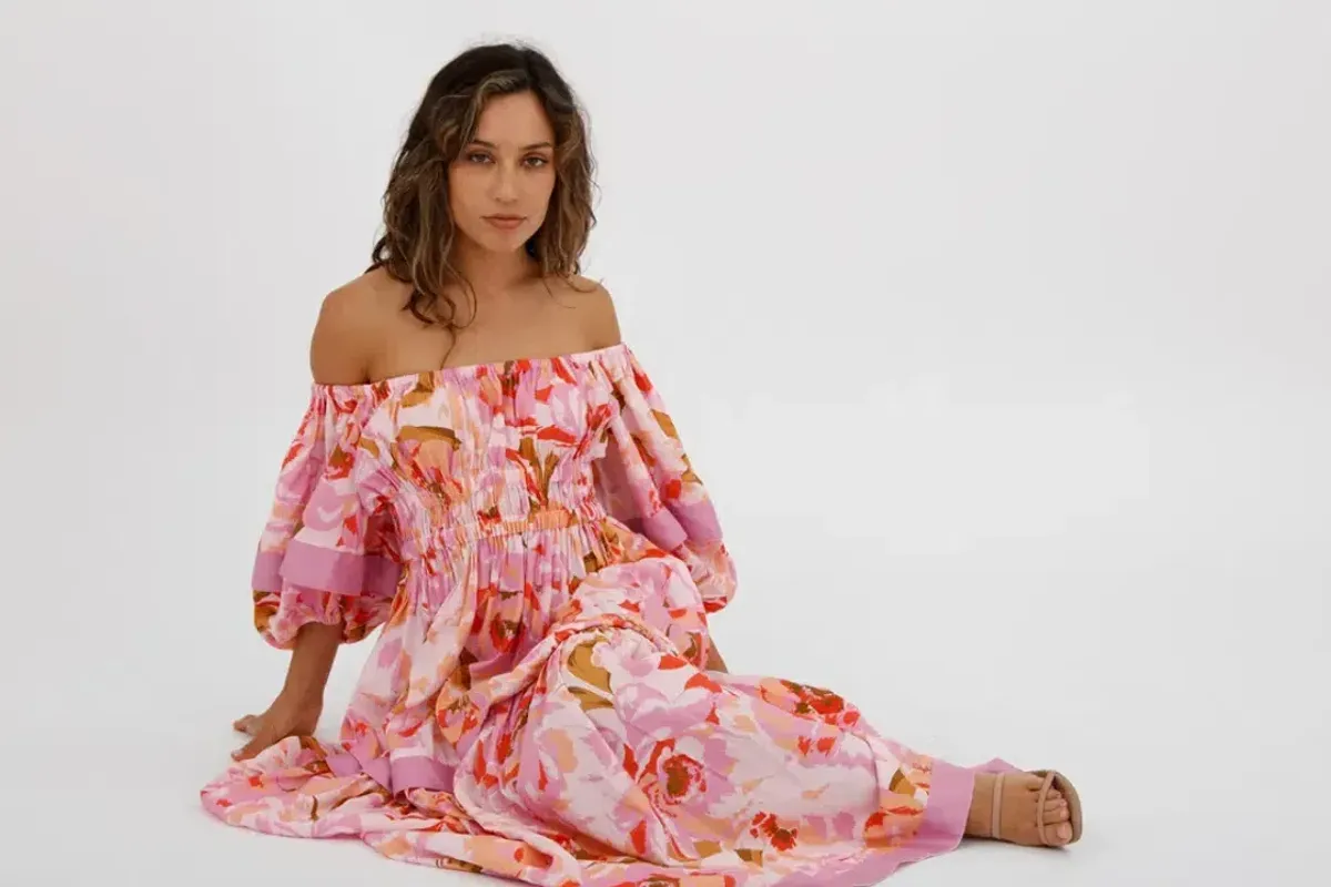 Acler Wayland Short Sleeve Printed Midi Dress Pink Floral Size 8 - Image 7