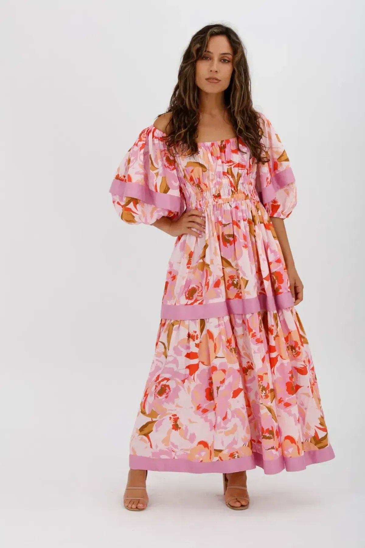 Acler Wayland Short Sleeve Printed Midi Dress Pink Floral Size 8 - Image 10