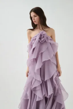 Aje Pandorea Layered Maxi Dress in Lilac Size 14 for rent on The Volte - image 4
