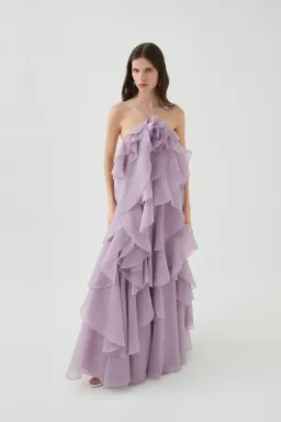 Aje Pandorea Layered Maxi Dress in Lilac Size 14 for rent on The Volte - image 1