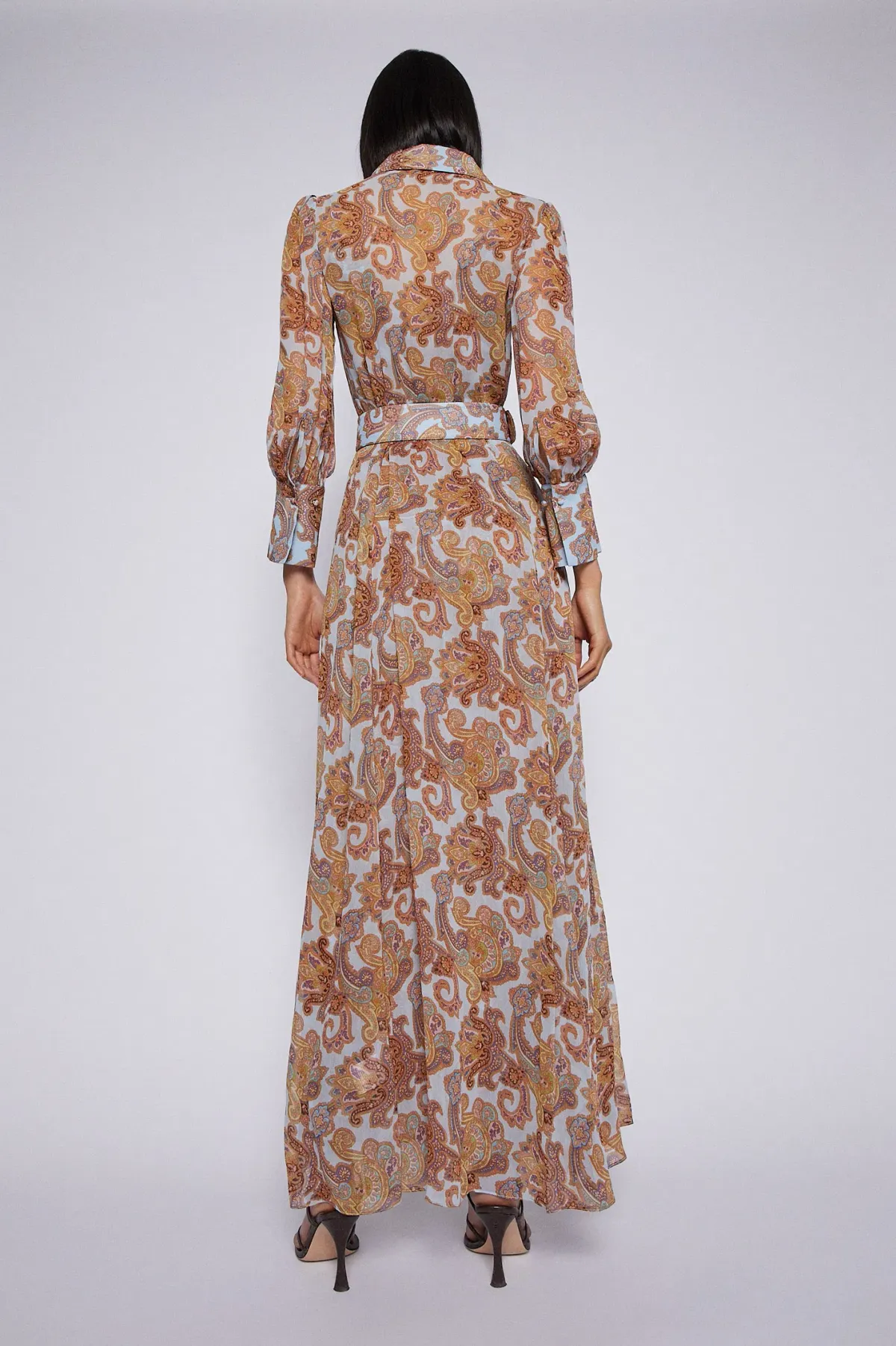 Scanlan Theodore GGT Foulard Print Maxi Dress Brown Size 10 - Image 4