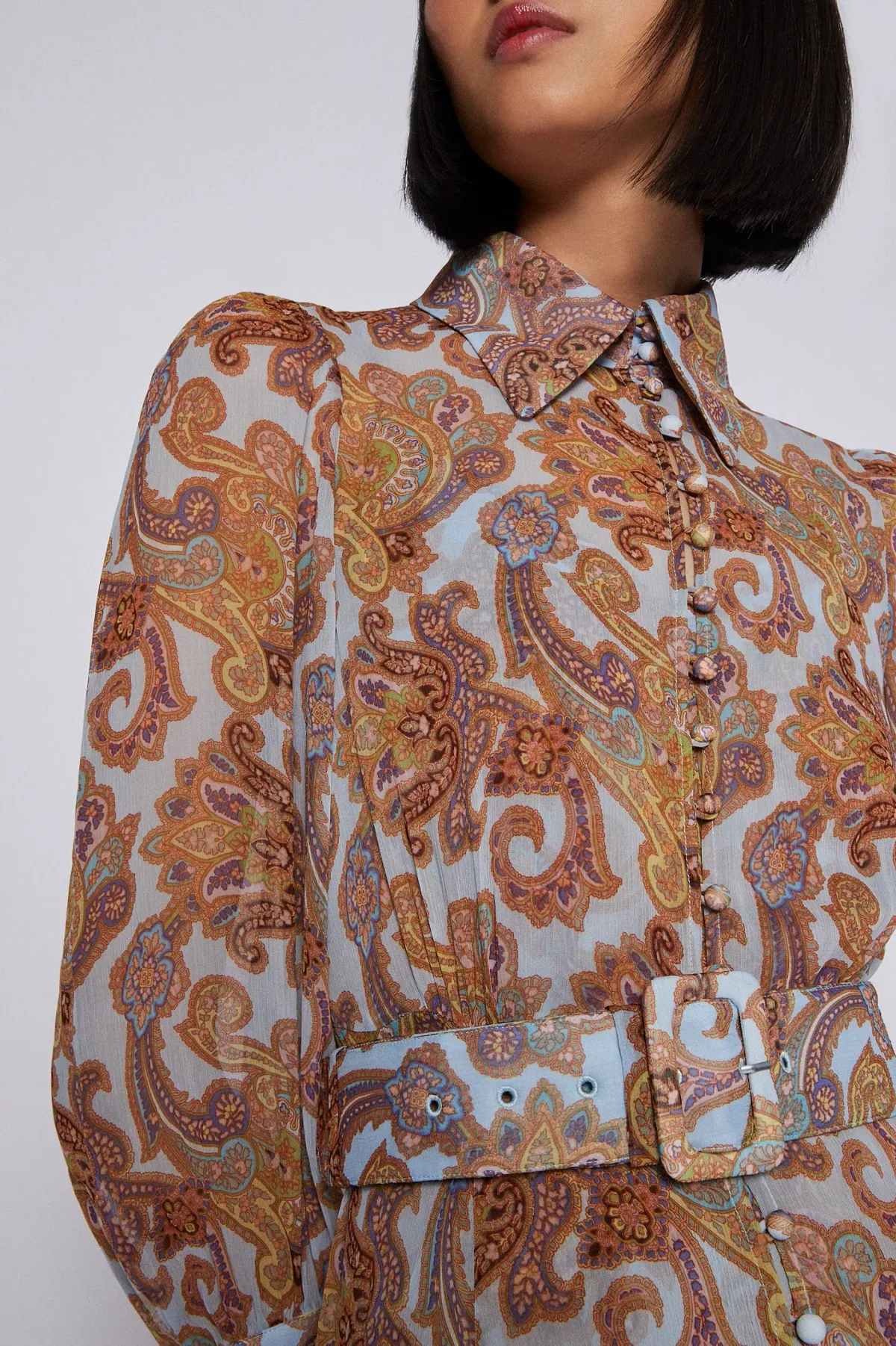 Scanlan Theodore GGT Foulard Print Maxi Dress Brown Size 10 - Image 5