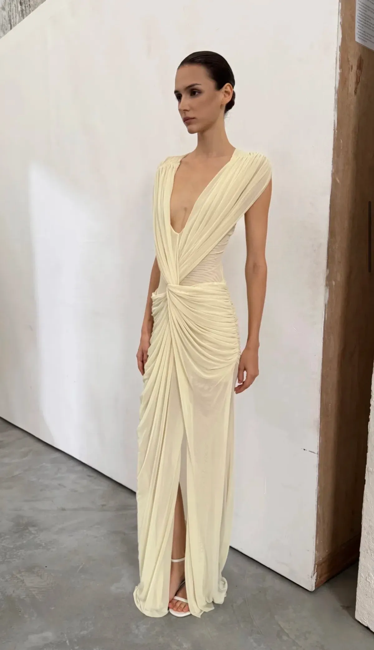 COCOSIN DRAPED TWIST GOWN BUTTER M - Image 1