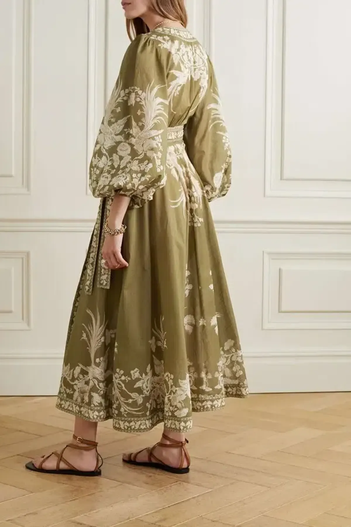 Zimmermann Anneke Wrap Dress in Olive Green Size 4 / AU 16 - Image 6