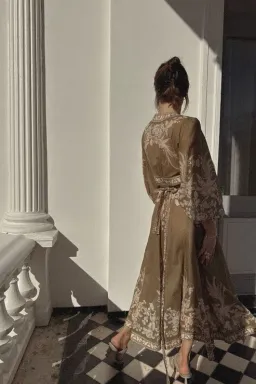 Zimmermann Anneke Wrap Dress in Olive Green Size 4 / AU 16 for rent on The Volte - image 2