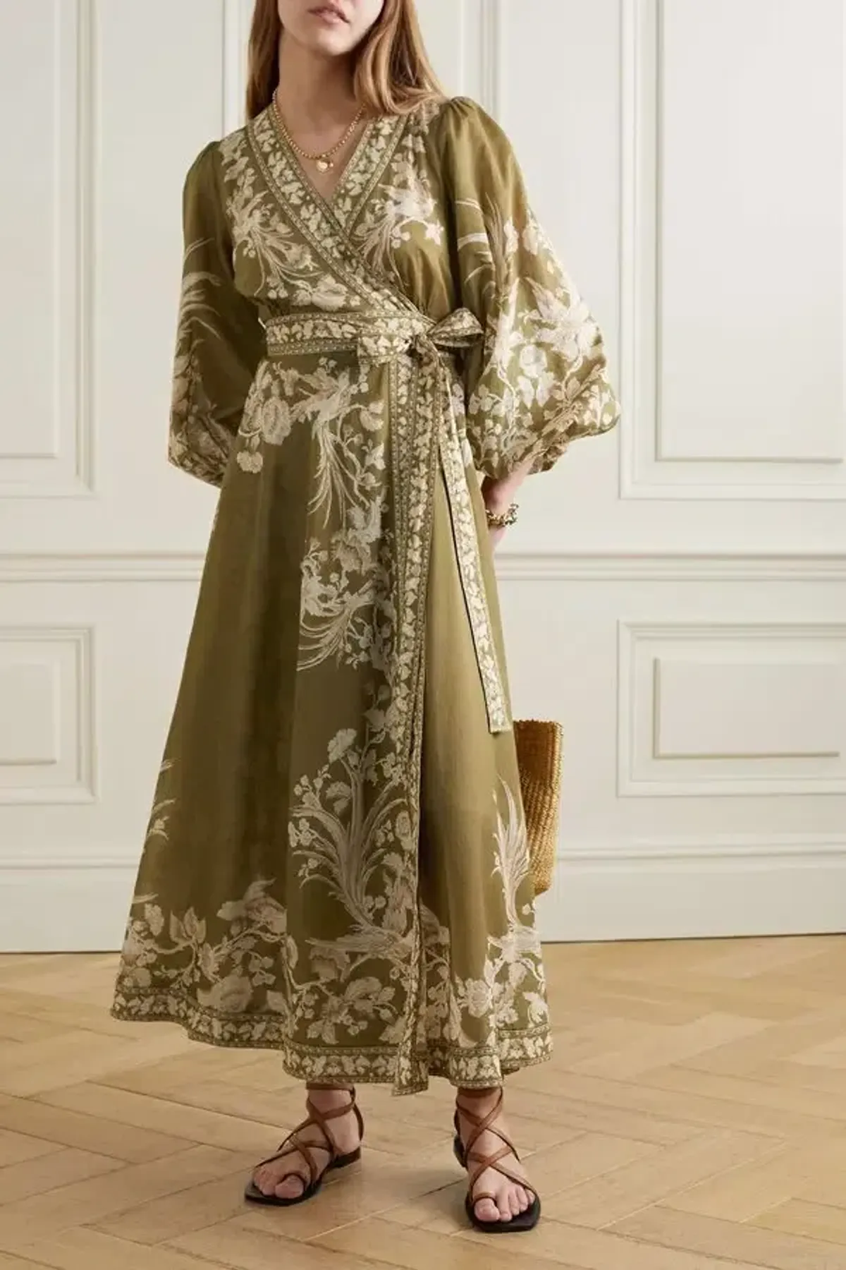 Zimmermann Anneke Wrap Dress in Olive Green Size 4 / AU 16 - Image 5
