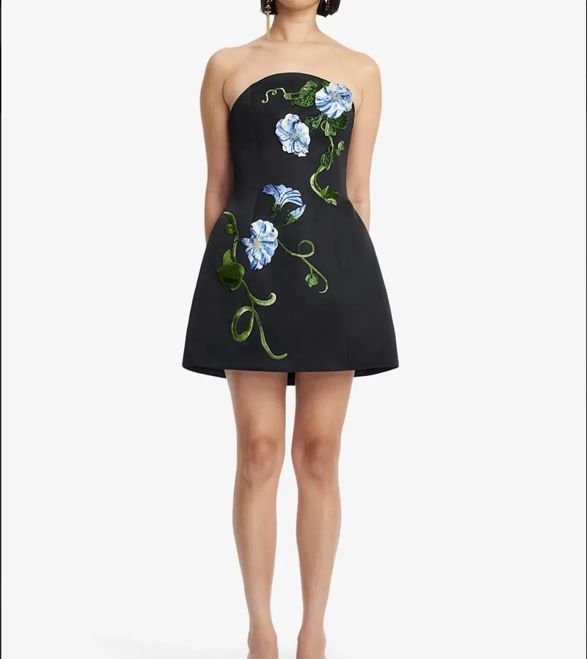 ZARIA APPLIQUE FLORAL BUSTIER MINI DRESS - Image 1