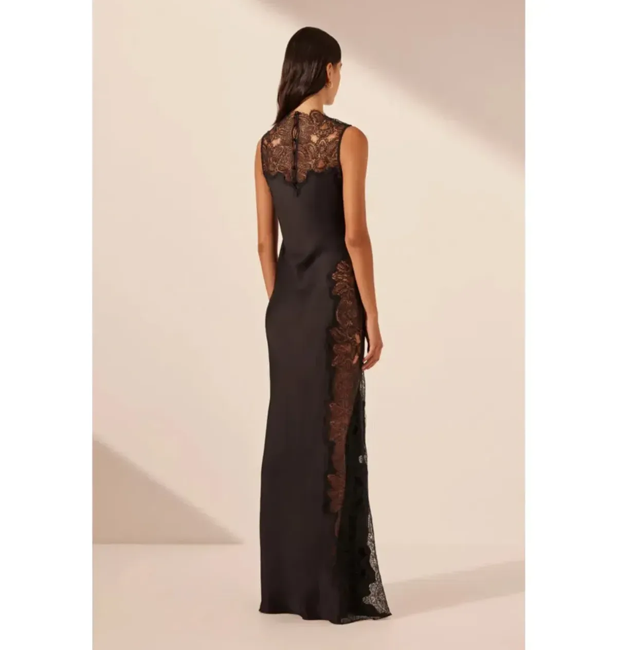 SHONA JOY JAMILA LACE HIGH NECK MAXI DRESS BLACK SIZE 8 - Image 4