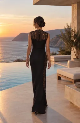 SHONA JOY JAMILA LACE HIGH NECK MAXI DRESS BLACK SIZE 8 for rent on The Volte - image 6