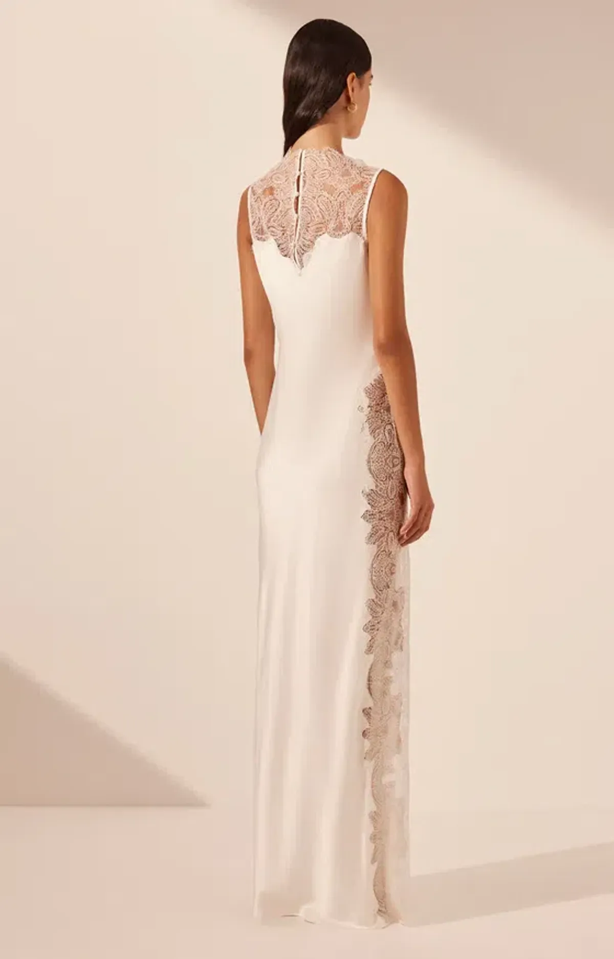 SHONA JOY JAMILA LACE HIGH NECK MAXI DRESS WHITE SIZE 8 - Image 3