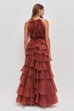 Aje Cleo gown in rust size 10 for rent on The Volte - image 3