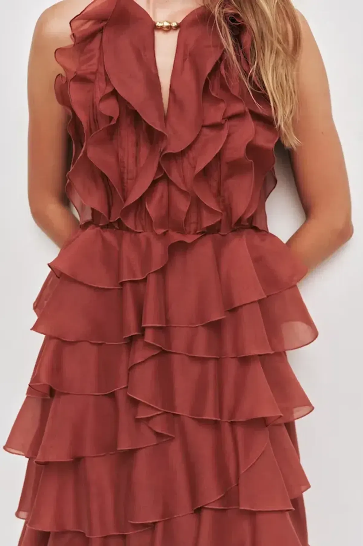 Aje Cleo gown in rust size 10 - Image 2