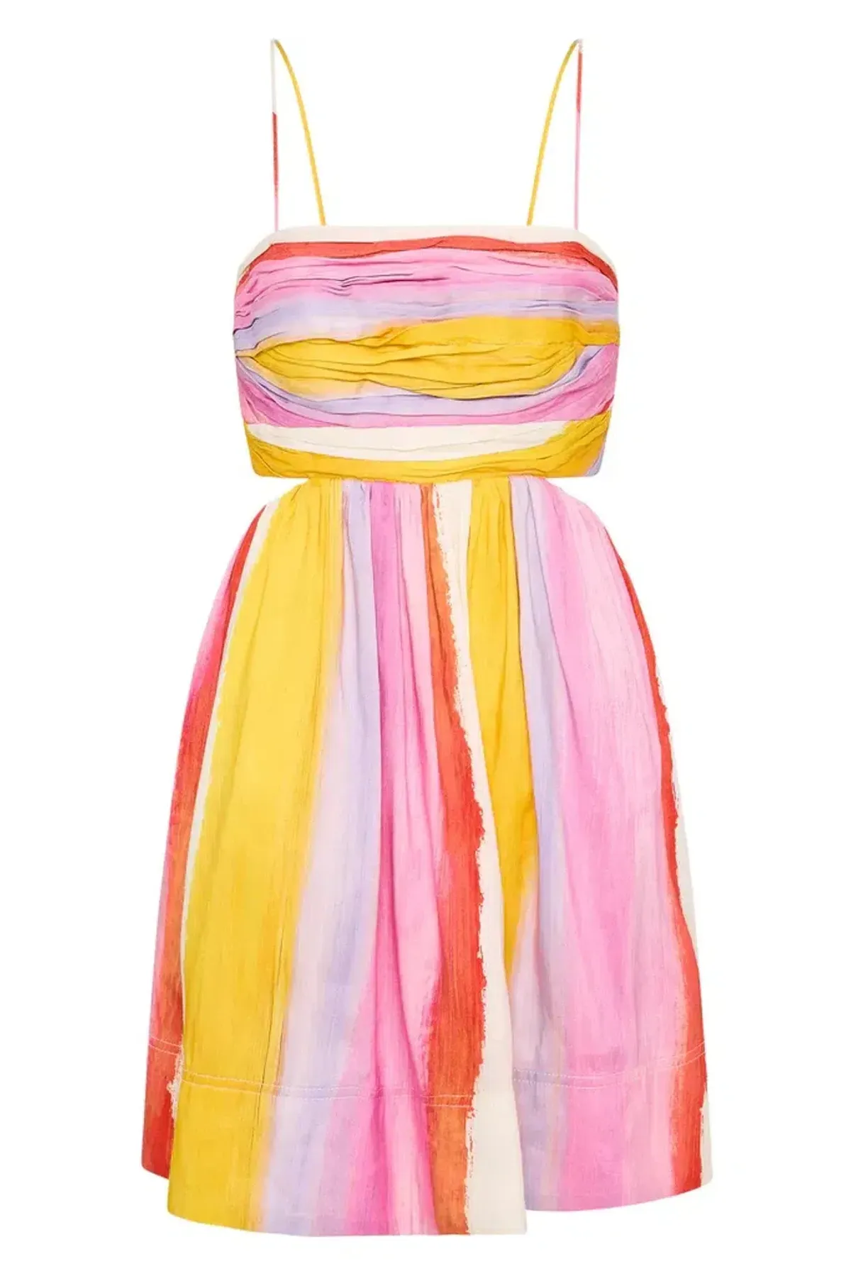 Aje Aurora Stripe Liza Ruched Baby Doll Mini Dress Cut Out Multi-colored Size 8 - Image 7