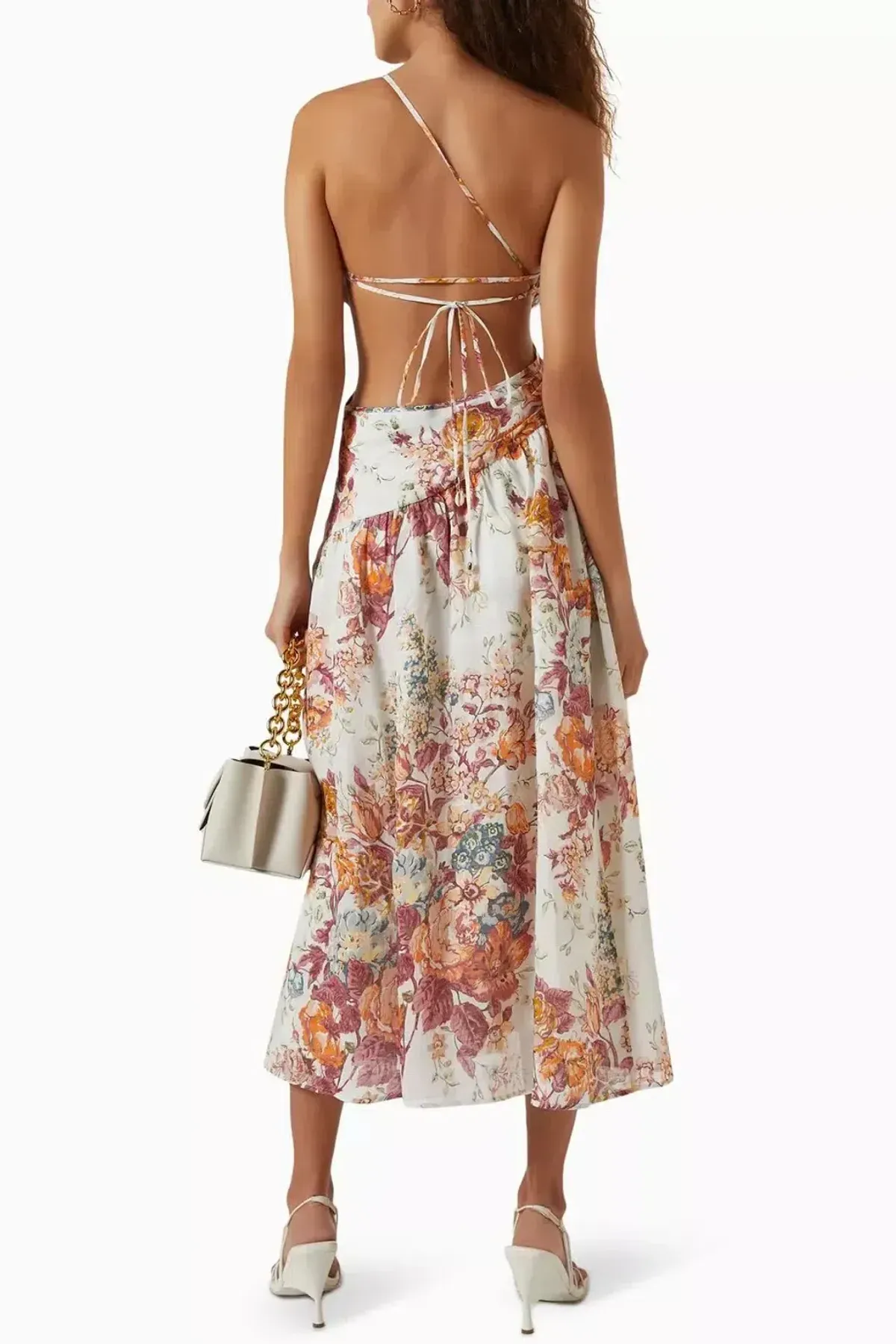 ZIMMERMANN THE PATTIE ASYMMETRIC DRESS IN CREAM FLORAL SIZE 4/AU 14 - Image 5