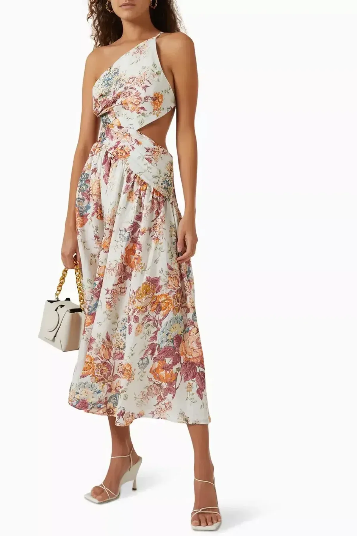ZIMMERMANN THE PATTIE ASYMMETRIC DRESS IN CREAM FLORAL SIZE 4/AU 14 - Image 3